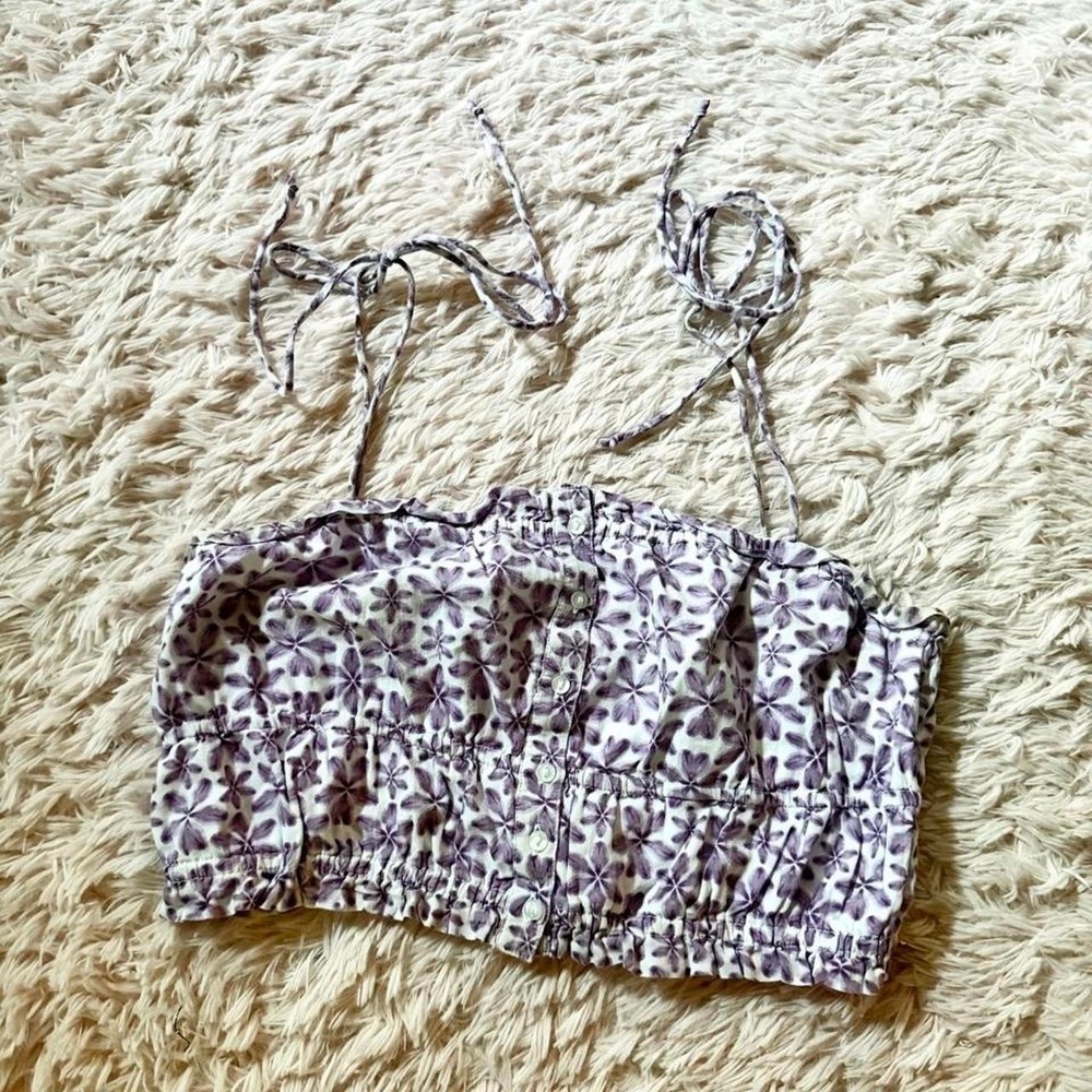 Aerie Coquette Twee Milkmaid Whimsical Floral Crop Top Womens S Goddess‎ Summer